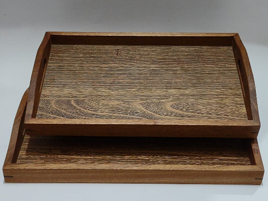 Set Of 2 Wooden Tray With Handle