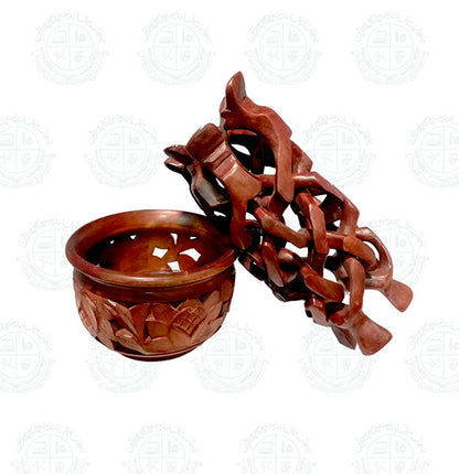 Carving Cut piece Bowl with Leg Stand Woodwork