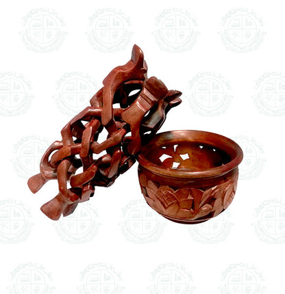 Carving Cut piece Bowl with Leg Stand Woodwork