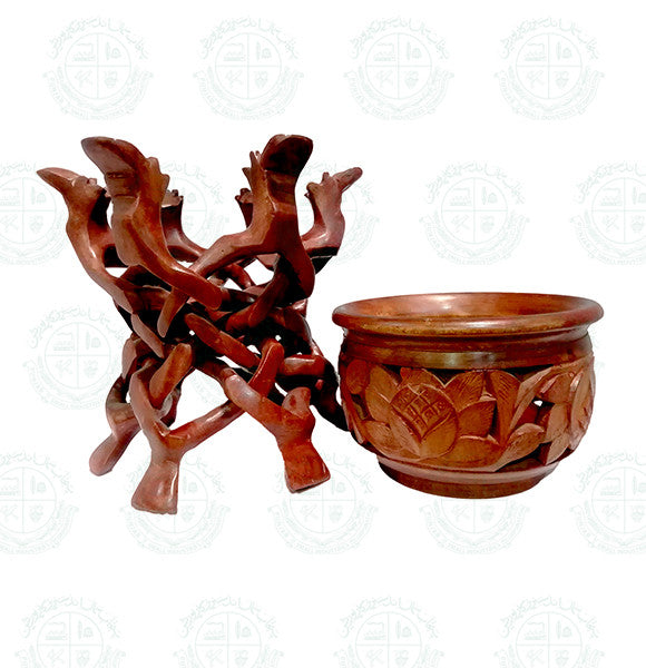 Carving Cut piece Bowl with Leg Stand Woodwork